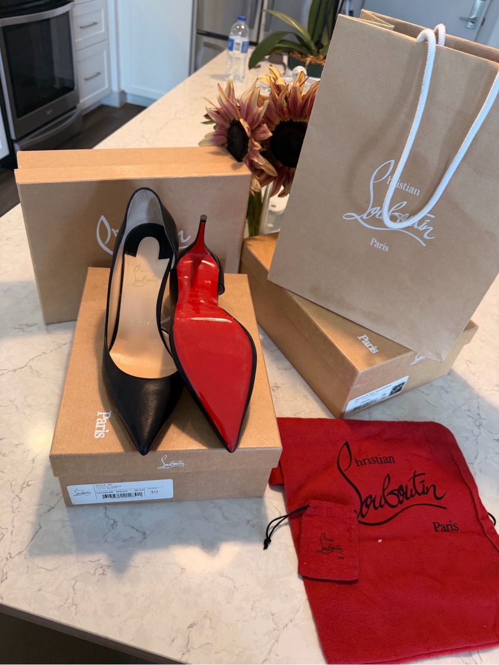 Christian Louboutin iriza 85mm  black size 39 full set